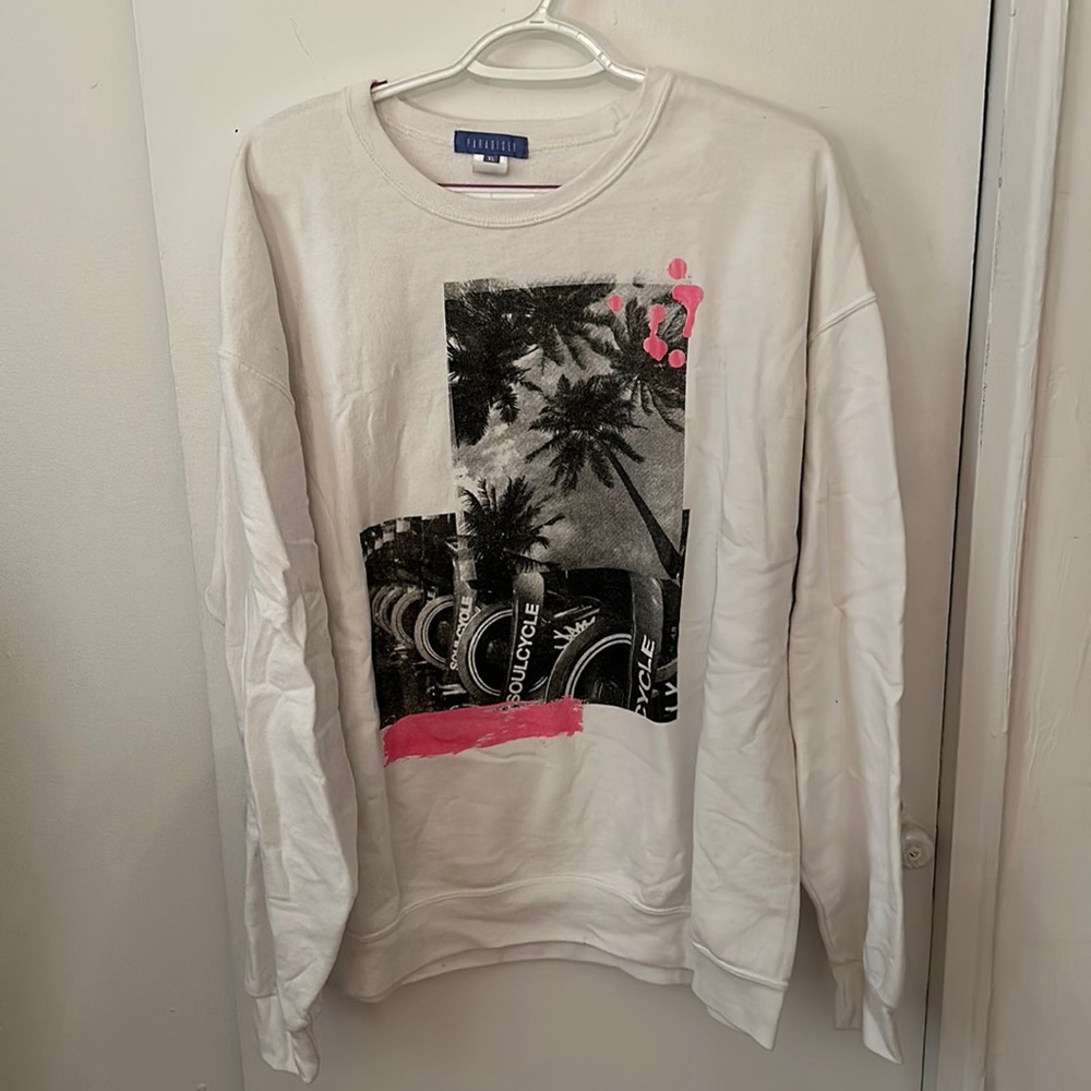 SOULCYCLE X Paradised White palm tree sweatshirt